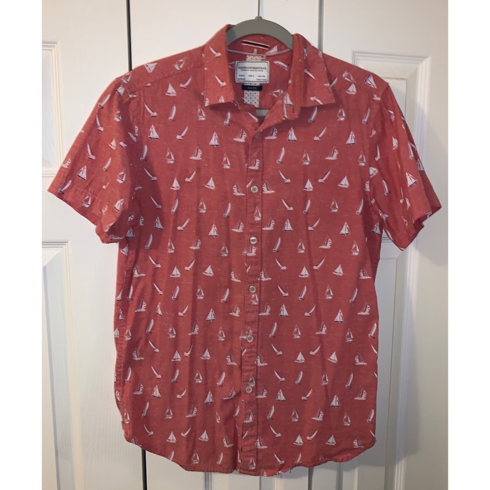 Sailboat Print Casual Button-Down